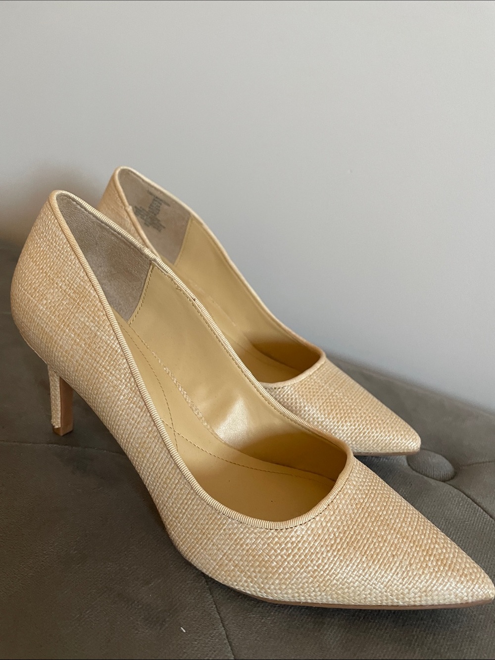ON:34TH Woven Metallic Champagne Pointed Toe Pumps